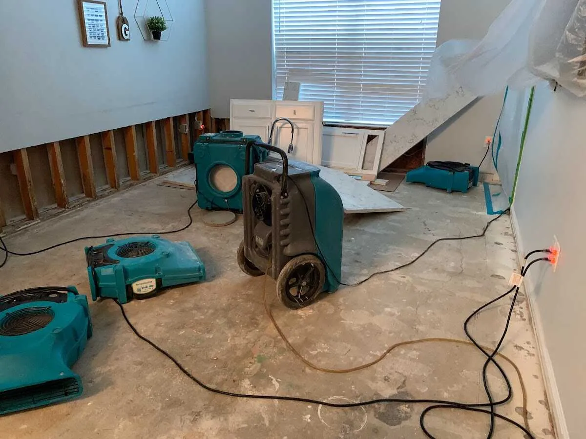 Dehumidifier in flood-cut room for Water Damage Restoration in Gilroy